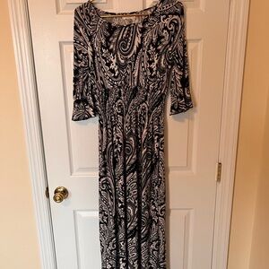 Elegant Black and White Paisley Dress